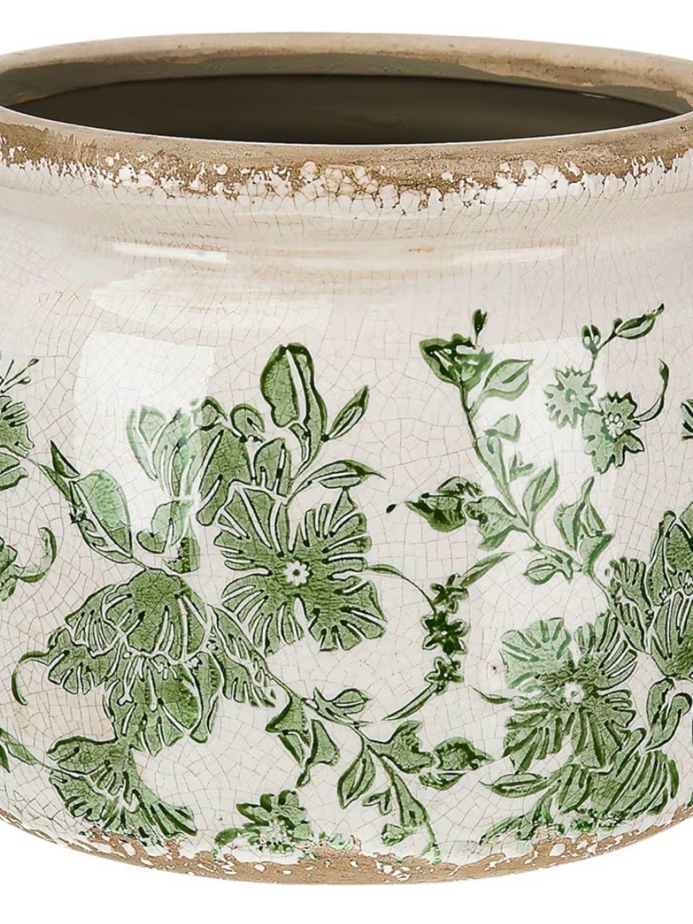 Ceramic Green Floral Planter